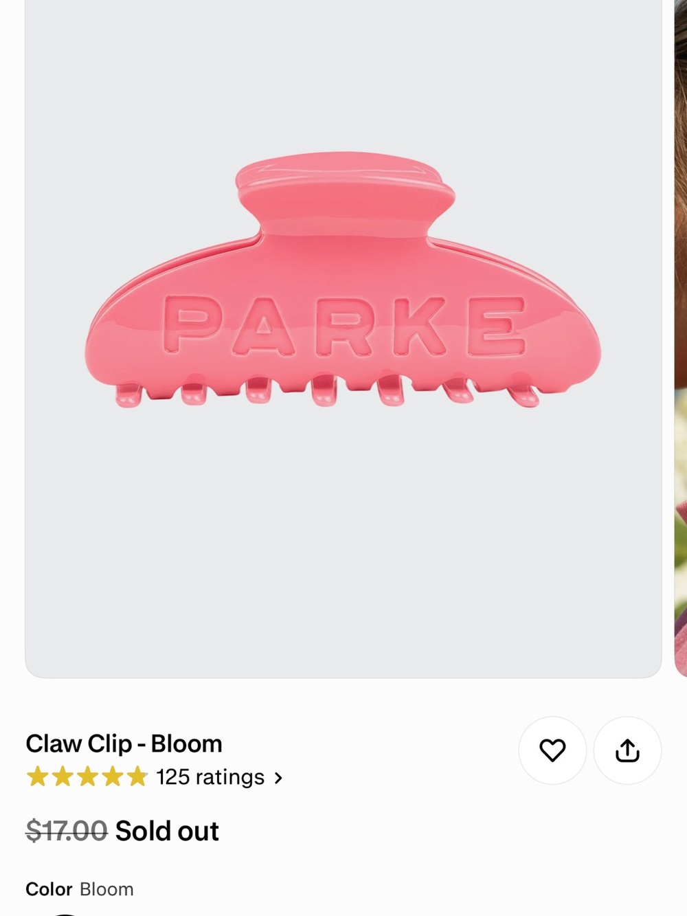 Parke Bloom Pink Claw Clip - Gentle Hold Hair Accessory